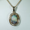 Natural Australian Boulder  Opal  and Diamond Gold Pendant