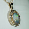 Natural Australian Boulder  Opal  and Diamond Gold Pendant