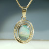 Natural Australian Boulder  Opal  and Diamond Gold Pendant
