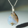 Australian Boulder Opal Silver Loop Pendant with Silver Chain
