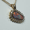 Stunning Natural  Australian Boulder  Opal  and Diamond 18K Gold Pendant