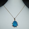 Natural Australian Blue Boulder Opal and Diamond  18K Gold Pendant .