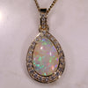 Stunning Natural  Australian Crystal  Opal  and Diamond 18K Gold Pendant