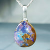 Australian Boulder Opal Silver Loop Pendant with Silver Chain