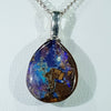 Australian Boulder Opal Silver Loop Pendant with Silver Chain