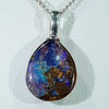 Australian Boulder Opal Silver Loop Pendant with Silver Chain