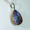 Australian Boulder Opal Silver Loop Pendant with Silver Chain
