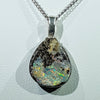 Australian Boulder Opal Silver Loop Pendant with Silver Chain