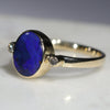 Natural Australian Opal and Diamond Gold Ring  Size 6.25