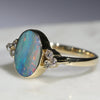 Natural Australian Boulder Opal and Diamond Gold Ring - Size 7 Code -GR723