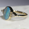 Natural Australian Boulder Opal and Diamond Gold Ring - Size 7 Code -GR723