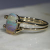 Natural Australian Boulder Opal and Diamond Gold Ring - Size 8