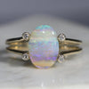 Natural Australian Boulder Opal and Diamond Gold Ring - Size 8