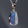 Natural Australian Boulder Opal and Diamond 18k White Gold Pendant