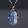 Natural Australian Boulder Opal and Diamond 18k White Gold Pendant