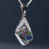 Natural Australian Boulder Opal 18k White Gold Pendant Code -Hrt2