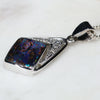Natural Australian Boulder Opal 18k White Gold Pendant Code -Hrt2