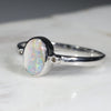 Australian Solid Boulder Opal and Diamond Silver Ring - Size 7