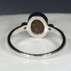 Australian Solid Boulder Opal and Diamond Silver Ring - Size 6.75