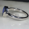 Australian Solid Boulder Opal and Diamond Silver Ring - Size 6.75