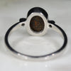 Australian Solid Boulder Opal and Diamond Silver Ring - Size 8.25
