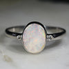 Natural Australian Boulder Opal Silver Ring with Diamonds