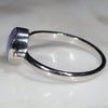 Australian Solid Boulder Opal and Diamond Silver Ring - Size 7.75