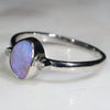 Australian Solid Boulder Opal and Diamond Silver Ring - Size 7.75