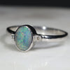 Australian Solid Boulder Opal and Diamond Silver Ring - Size 8.5