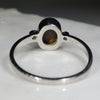 Australian Solid Boulder Opal and Diamond Silver Ring - Size 8.5