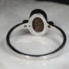 Australian Solid Boulder Opal and Diamond Silver Ring - Size 7.25
