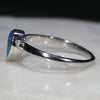 Australian Solid Boulder Opal and Diamond Silver Ring - Size 7.75