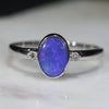 Natural opal soft glow silver ring