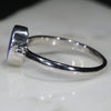 Australian Solid Boulder Opal and Diamond Silver Ring - Size 6.75