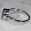 Australian Solid Boulder Opal and Diamond Silver Ring - Size 7