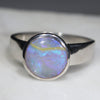 Australian Solid Boulder Opal Silver Ring - Size 8