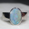 Australian Solid Boulder Opal Silver Ring - Size 7.5