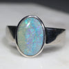 Australian Solid Boulder Opal Silver Ring - Size 7.5