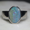 Australian Solid Boulder Opal Silver Ring - Size 7.5