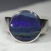Natural Australian Boulder Opal Silver Ring