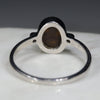 Australian Solid Boulder Opal and Diamond Silver Ring - Size  7.75