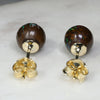 Natural Australian  7mm Boulder Opal Matrix Gold Earring Studs