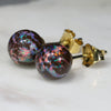Natural Australian  7mm Boulder Opal Matrix Gold Earring Studs
