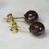 Natural Australian  7mm Boulder Opal Matrix Gold Earring Studs
