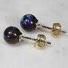 Natural Australian  6.5mm Boulder Opal Matrix Gold Earring Studs