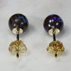Natural Australian  6.5mm Boulder Opal Matrix Gold Earring Studs