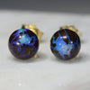 Natural Australian  6.5mm Boulder Opal Matrix Gold Earring Studs