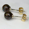 Natural Australian  6mm Boulder Opal Matrix Gold Earring Studs