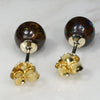 Natural Australian  6mm Boulder Opal Matrix Gold Earring Studs