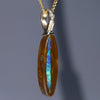 Natural  Australian Boulder  Opal  and Diamond Gold Pendant